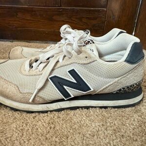 New Balance Cream and Black Sneakers with leopard print